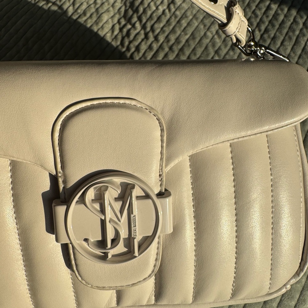 NWT Steve Madden Quilted Cream Shoulder Bag - Picture 6 of 9